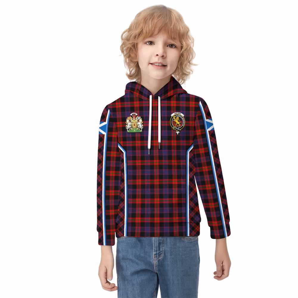 Brown (Broun) Tartan Crest Kid Hoodie Scotland Coat of Arm Flag Style - Tartan Vibes Clothing