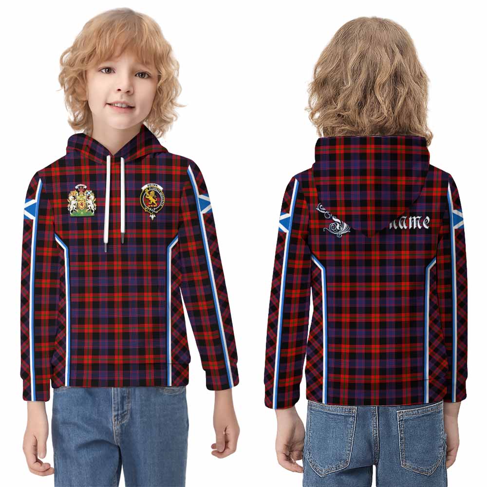 Brown (Broun) Tartan Crest Kid Hoodie Scotland Coat of Arm Flag Style - Tartan Vibes Clothing