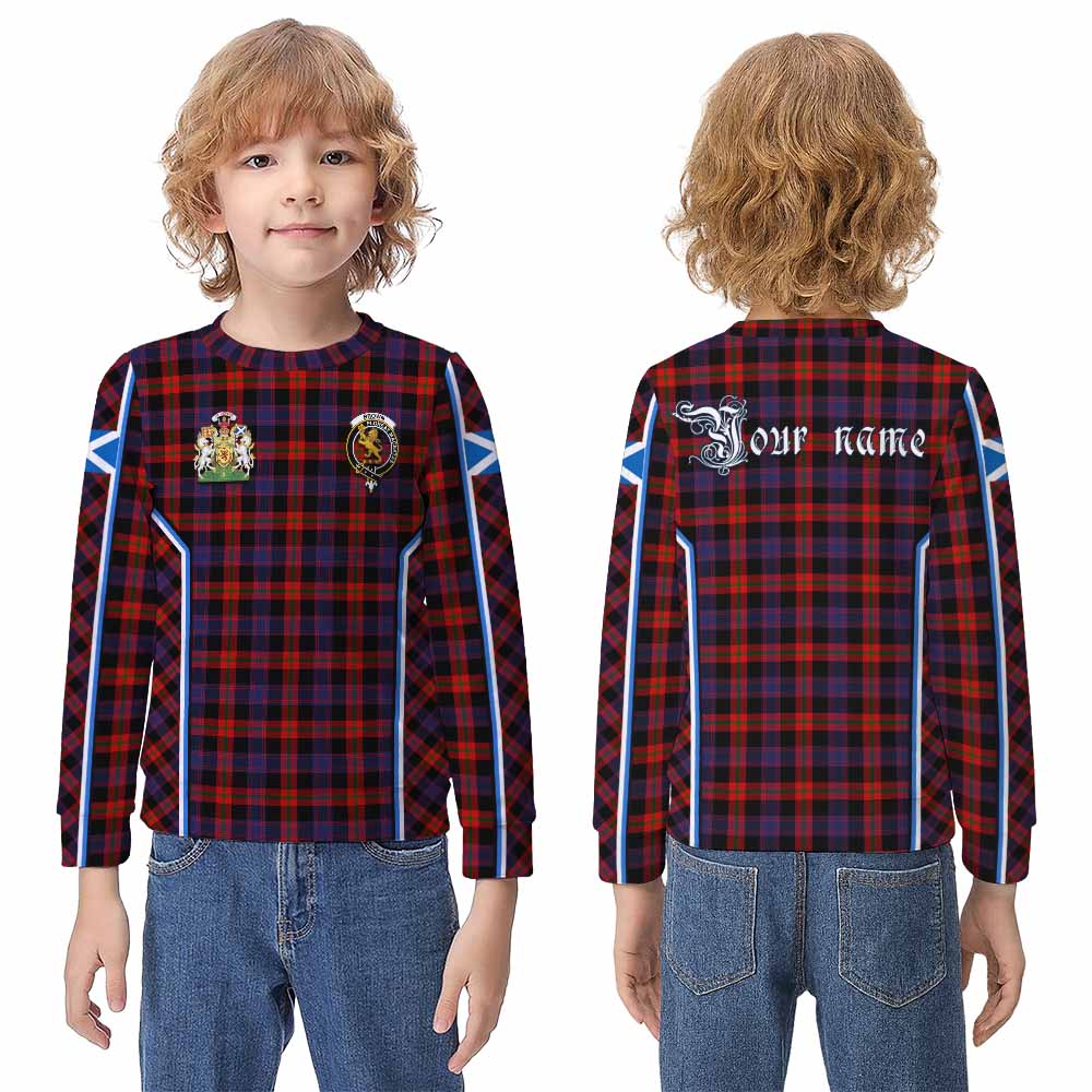 Brown (Broun) Tartan Crest Kid Knitted Sweatshirt Scotland Coat of Arm Flag Style - Tartan Vibes Clothing