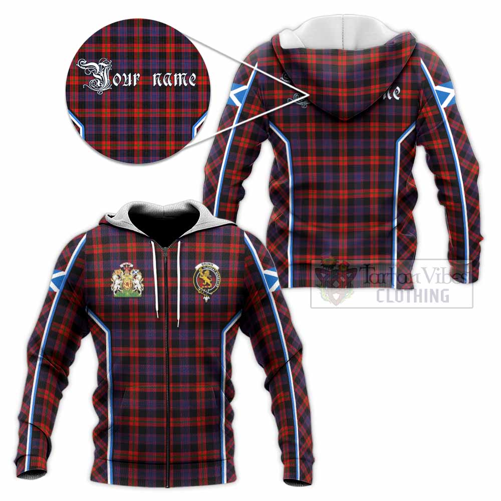Brown (Broun) Tartan Crest Knitted Hoodie Scotland Coat of Arm Flag Style - Tartan Vibes Clothing