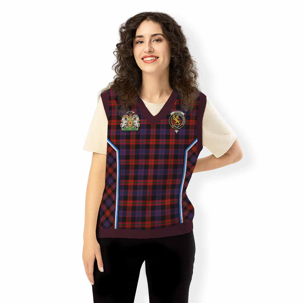 Brown (Broun) Tartan Crest Knitted V-Neck Vest Scotland Coat of Arm Flag Style - Tartan Vibes Clothing