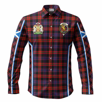 Brown (Broun) Tartan Crest Long Sleeve Button Shirts Scotland Coat of Arm Flag Style - Tartan Vibes Clothing