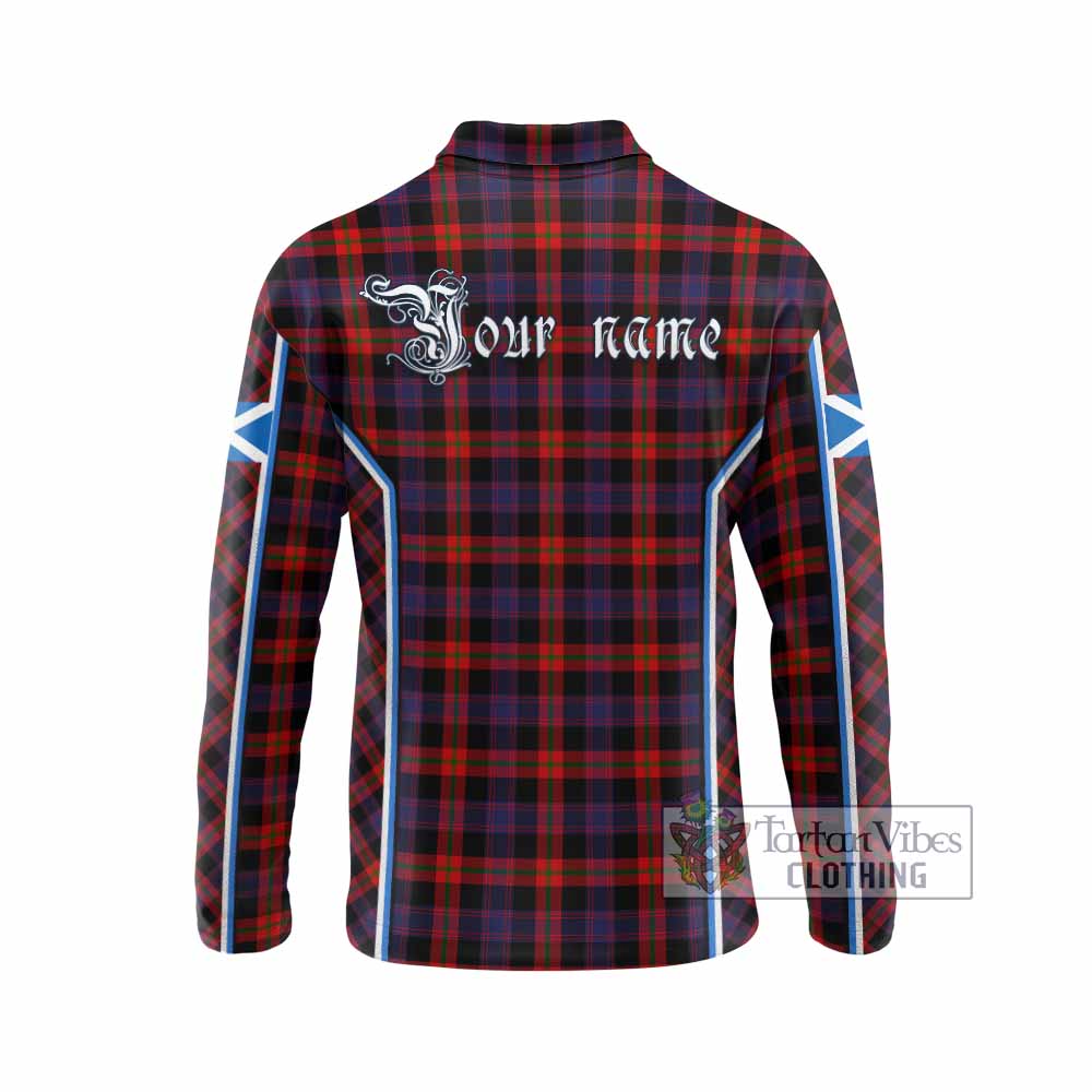 Brown (Broun) Tartan Crest Long Sleeve Polo Shirt Scotland Coat of Arm Flag Style - Tartan Vibes Clothing