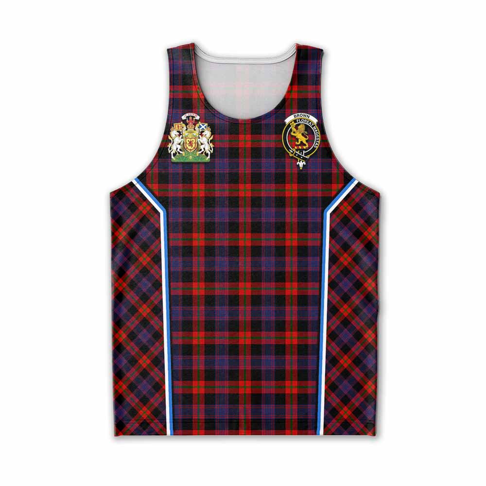 Brown (Broun) Tartan Crest Men Tank Top Scotland Coat of Arm Flag Style - Tartan Vibes Clothing