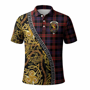 Brown (Broun) Tartan Crest Polo Shirt Celtic Knot and Triple Trickle Spiral Symbols