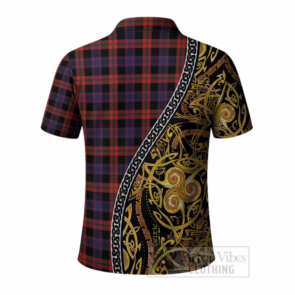 Brown (Broun) Tartan Crest Polo Shirt Celtic Knot and Triple Trickle Spiral Symbols
