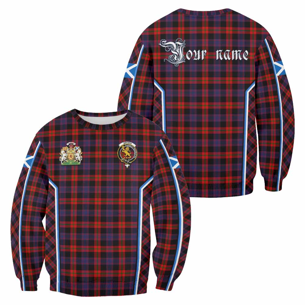Brown (Broun) Tartan Crest Sweatshirt Scotland Coat of Arm Flag Style - Tartan Vibes Clothing