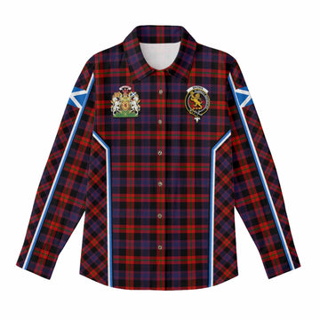 Brown (Broun) Tartan Crest Women Casual Shirt Scotland Coat of Arm Flag Style - Tartan Vibes Clothing