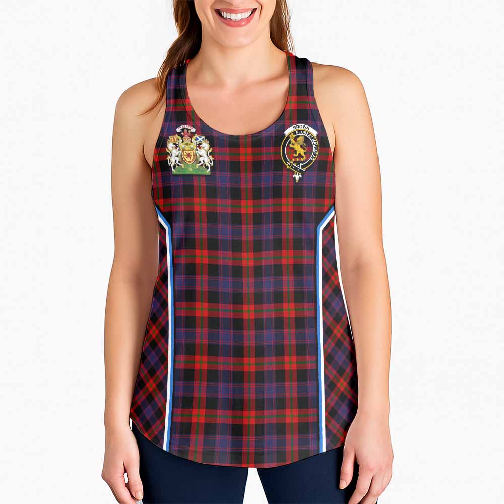 Brown (Broun) Tartan Crest Women Racerback Tanks Scotland Coat of Arm Flag Style - Tartan Vibes Clothing