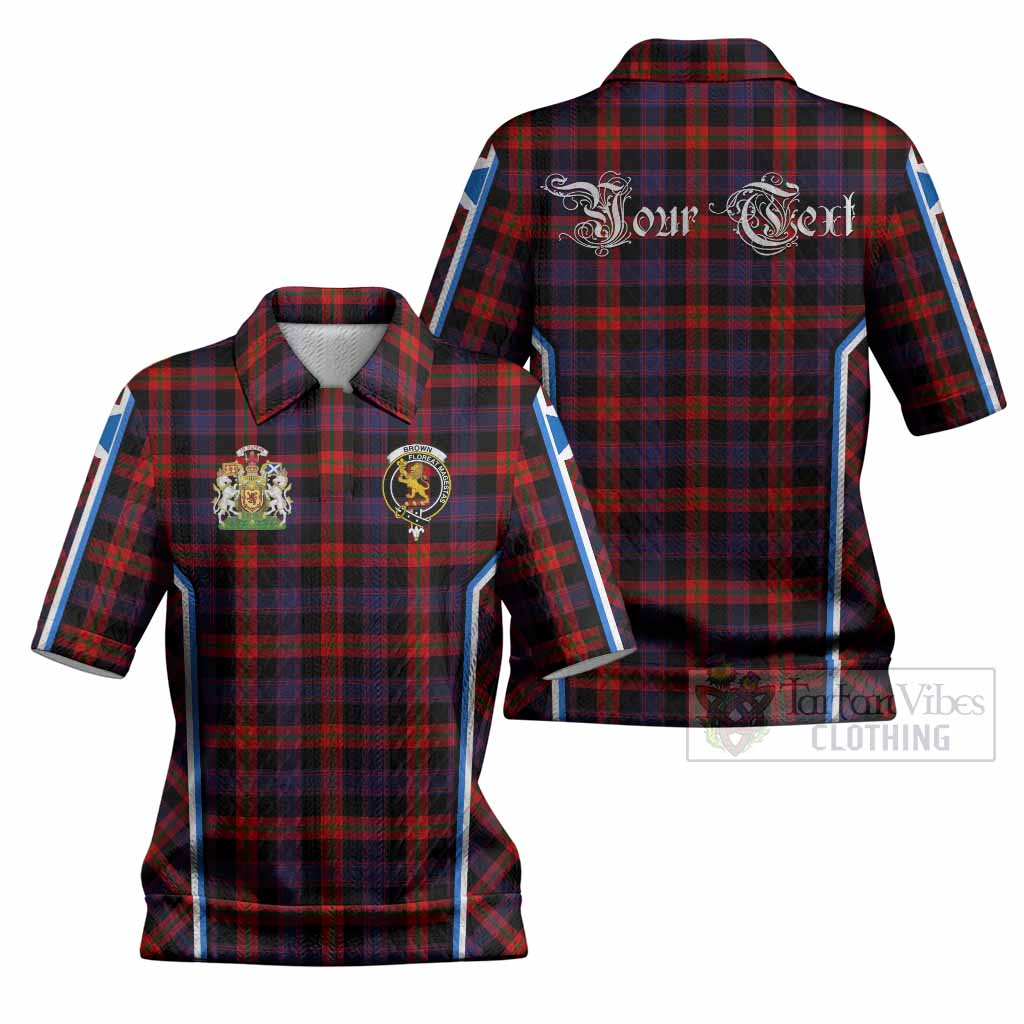 Brown (Broun) Tartan Crest Women’s Polo Sweater Top Scotland Coat of Arm Flag Style