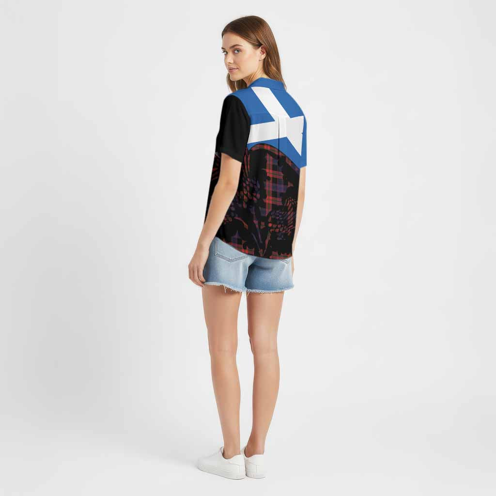 Brown (Broun) Tartan Family Crest Cotton Hawaiian Shirt Scotland Thistle Floral Flag Style