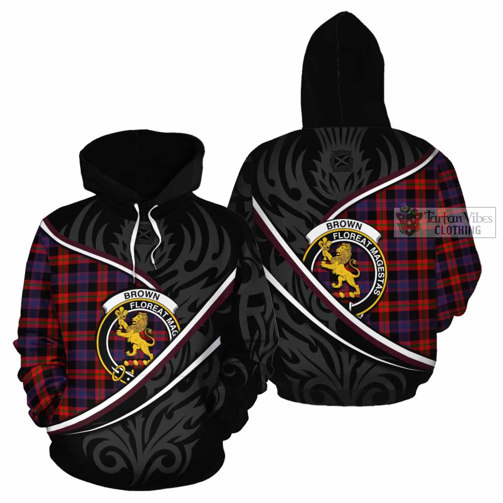 Brown (Broun) Tartan Family Crest Cotton Hoodie Celtic Scottish Thistle Floral - Tartan Vibes Clothing