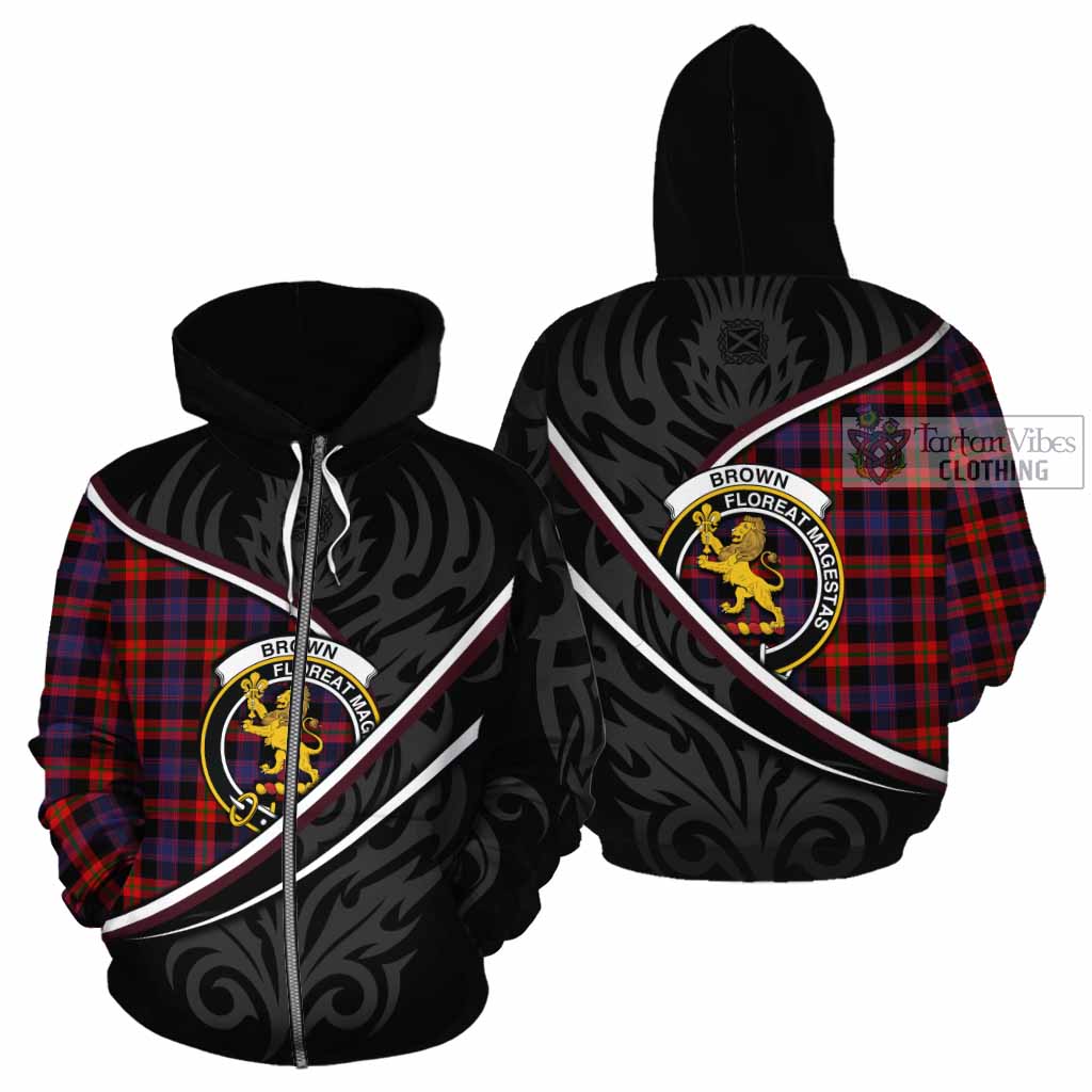 Brown (Broun) Tartan Family Crest Cotton Hoodie Celtic Scottish Thistle Floral - Tartan Vibes Clothing
