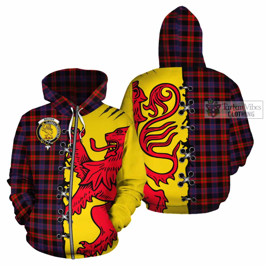 Brown (Broun) Tartan Family Crest Cotton Hoodie Lion Rampant Honor - Tartan Vibes Clothing