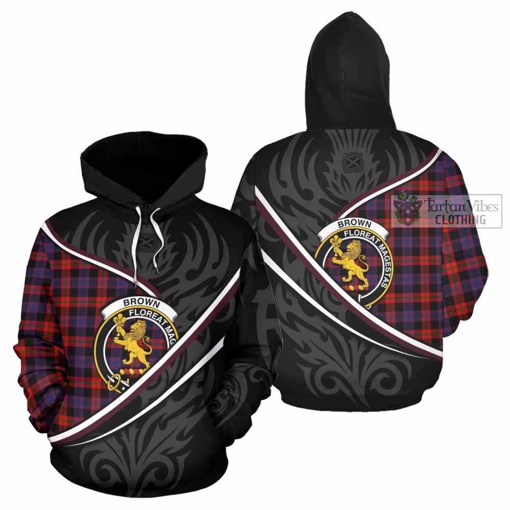 Brown (Broun) Tartan Family Crest Hoodie Celtic Scottish Thistle Floral - Tartan Vibes Clothing