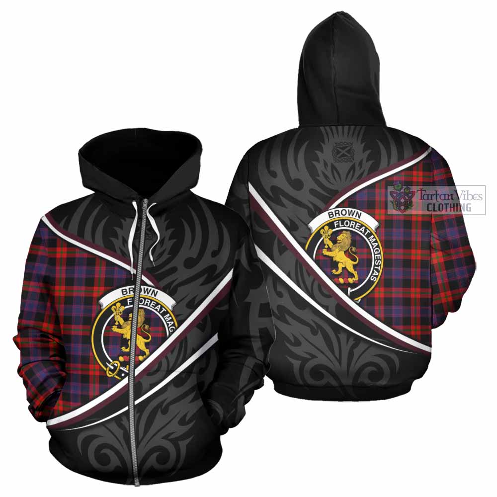 Brown (Broun) Tartan Family Crest Hoodie Celtic Scottish Thistle Floral - Tartan Vibes Clothing