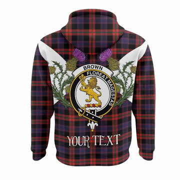 Brown (Broun) Tartan Family Crest Hoodie Scottish Burns Night Thistle Floral