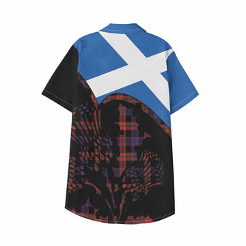 Brown (Broun) Tartan Family Crest Kid Hawaiian Shirt Scotland Thistle Floral Flag Style