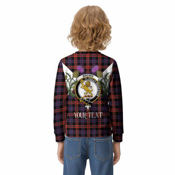 Brown (Broun) Tartan Family Crest Kid Knitted Sweatshirt Scottish Burns Night Thistle Floral