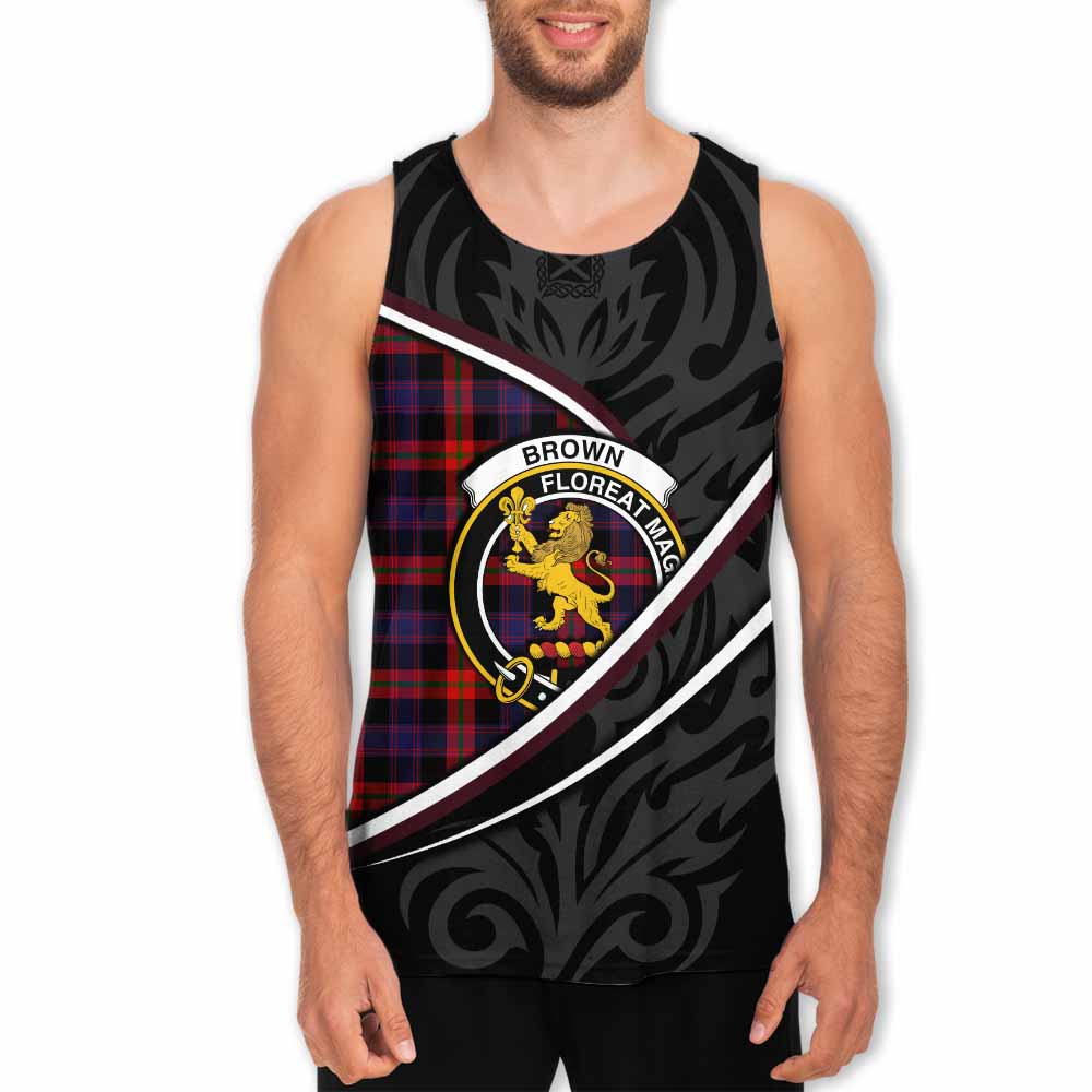 Brown (Broun) Tartan Family Crest Men Tank Top Celtic Scottish Thistle Floral - Tartan Vibes Clothing