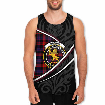 Brown (Broun) Tartan Family Crest Men Tank Top Celtic Scottish Thistle Floral - Tartan Vibes Clothing