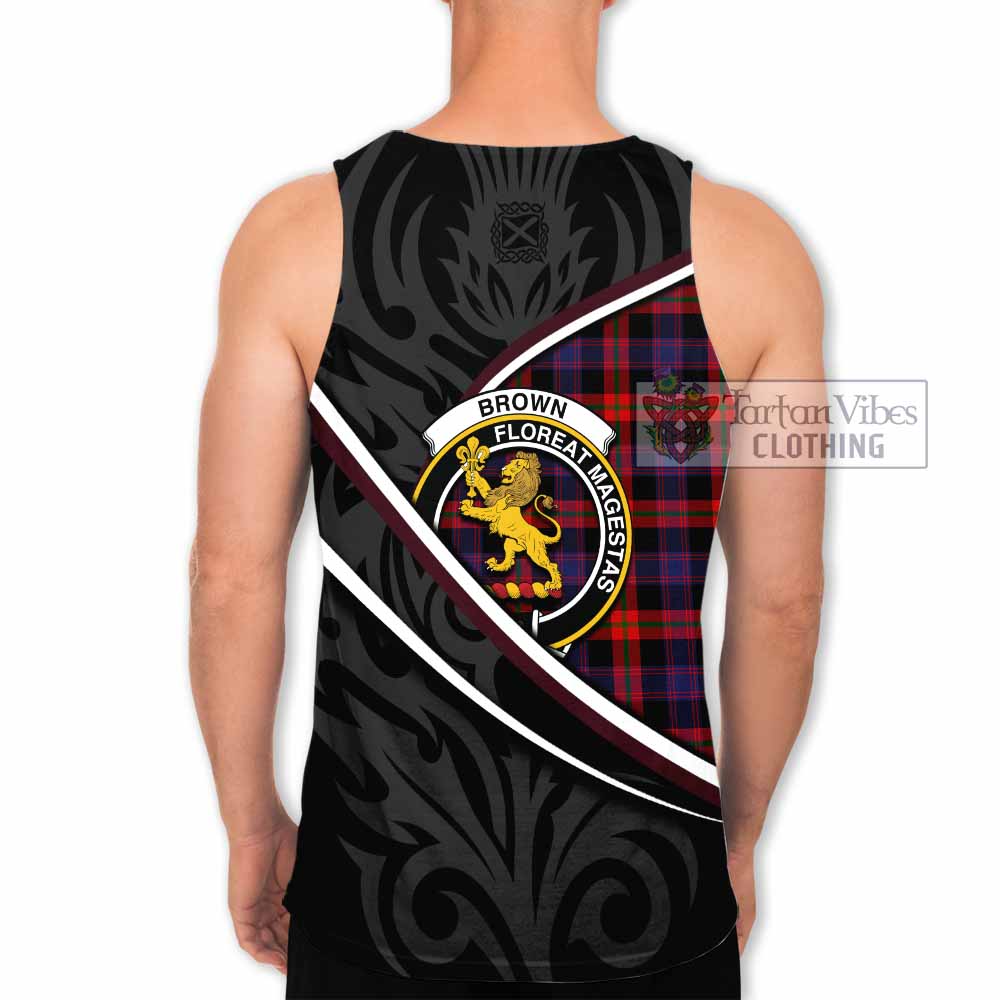 Brown (Broun) Tartan Family Crest Men Tank Top Celtic Scottish Thistle Floral - Tartan Vibes Clothing