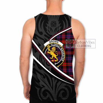 Brown (Broun) Tartan Family Crest Men Tank Top Celtic Scottish Thistle Floral - Tartan Vibes Clothing