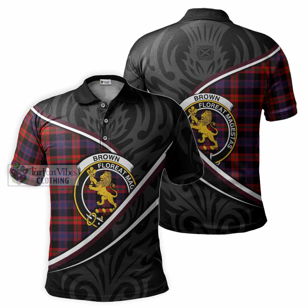 Brown (Broun) Tartan Family Crest Polo Shirt Celtic Scottish Thistle Floral - Tartan Vibes Clothing