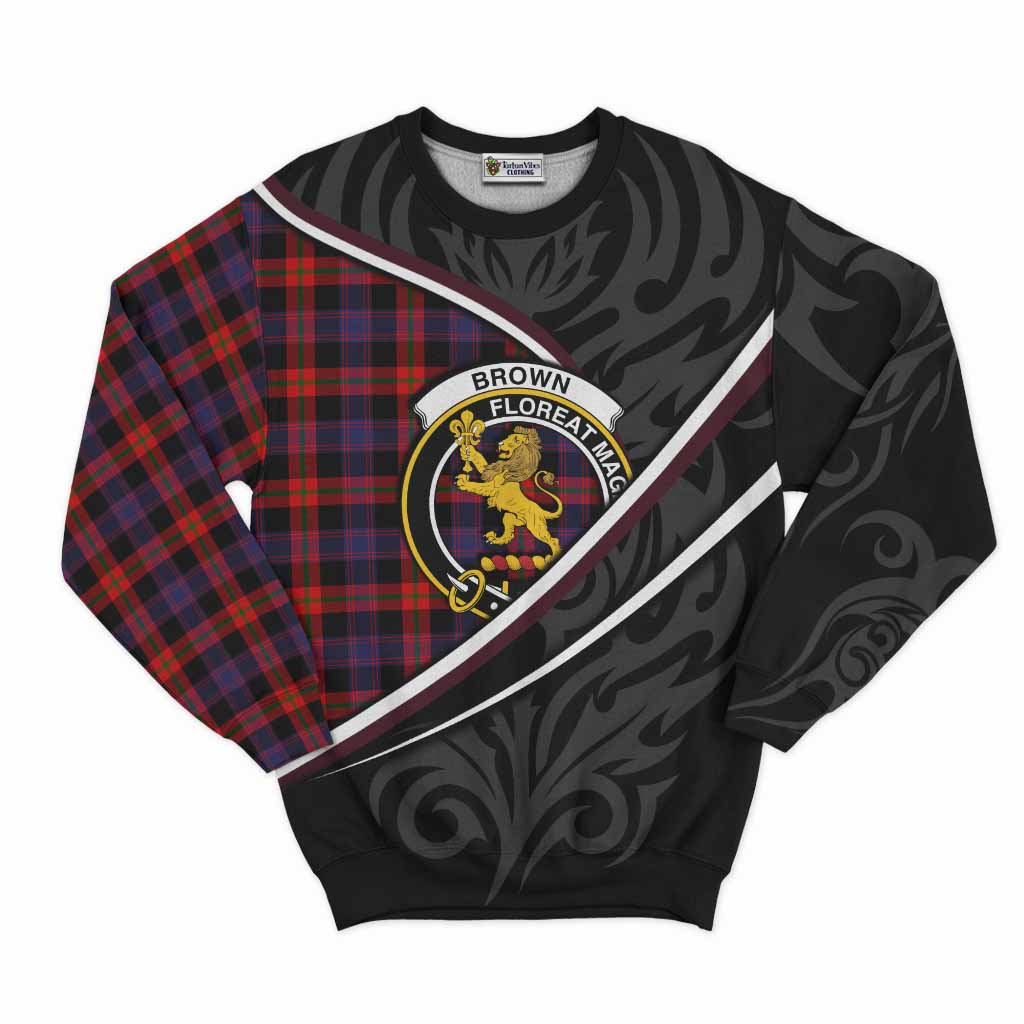Brown (Broun) Tartan Family Crest Sweatshirt Celtic Scottish Thistle Floral - Tartan Vibes Clothing