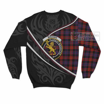 Brown (Broun) Tartan Family Crest Sweatshirt Celtic Scottish Thistle Floral - Tartan Vibes Clothing