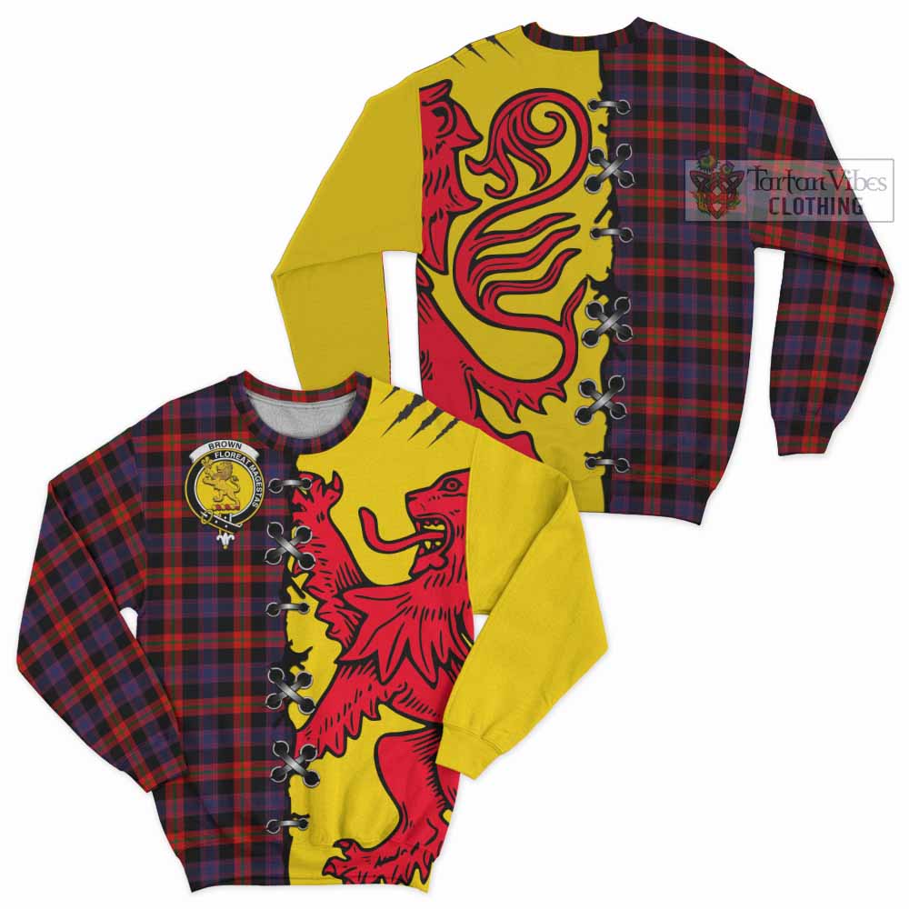 Brown (Broun) Tartan Family Crest Sweatshirt Lion Rampant Honor - Tartan Vibes Clothing