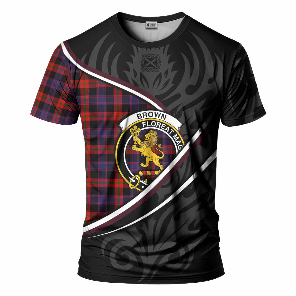 Brown (Broun) Tartan Family Crest T-shirt Celtic Scottish Thistle Floral - Tartan Vibes Clothing
