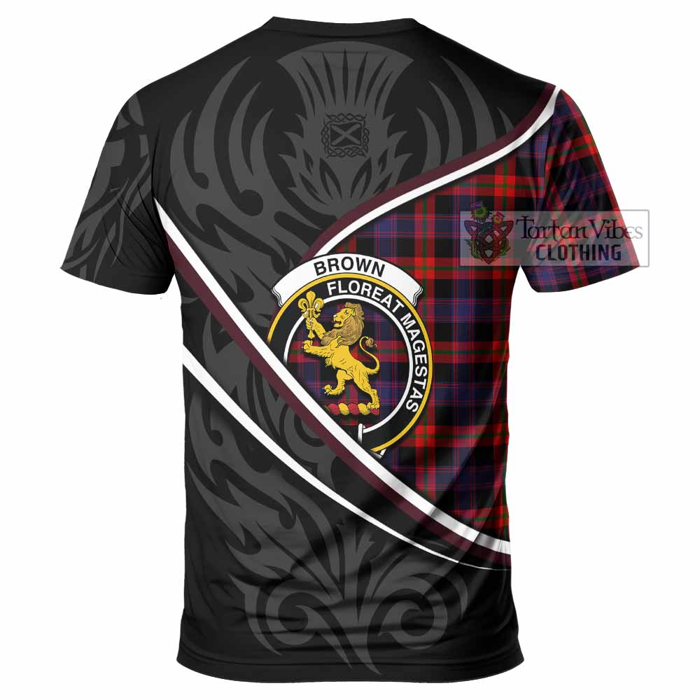 Brown (Broun) Tartan Family Crest T-shirt Celtic Scottish Thistle Floral - Tartan Vibes Clothing