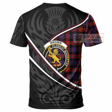 Brown (Broun) Tartan Family Crest T-shirt Celtic Scottish Thistle Floral - Tartan Vibes Clothing