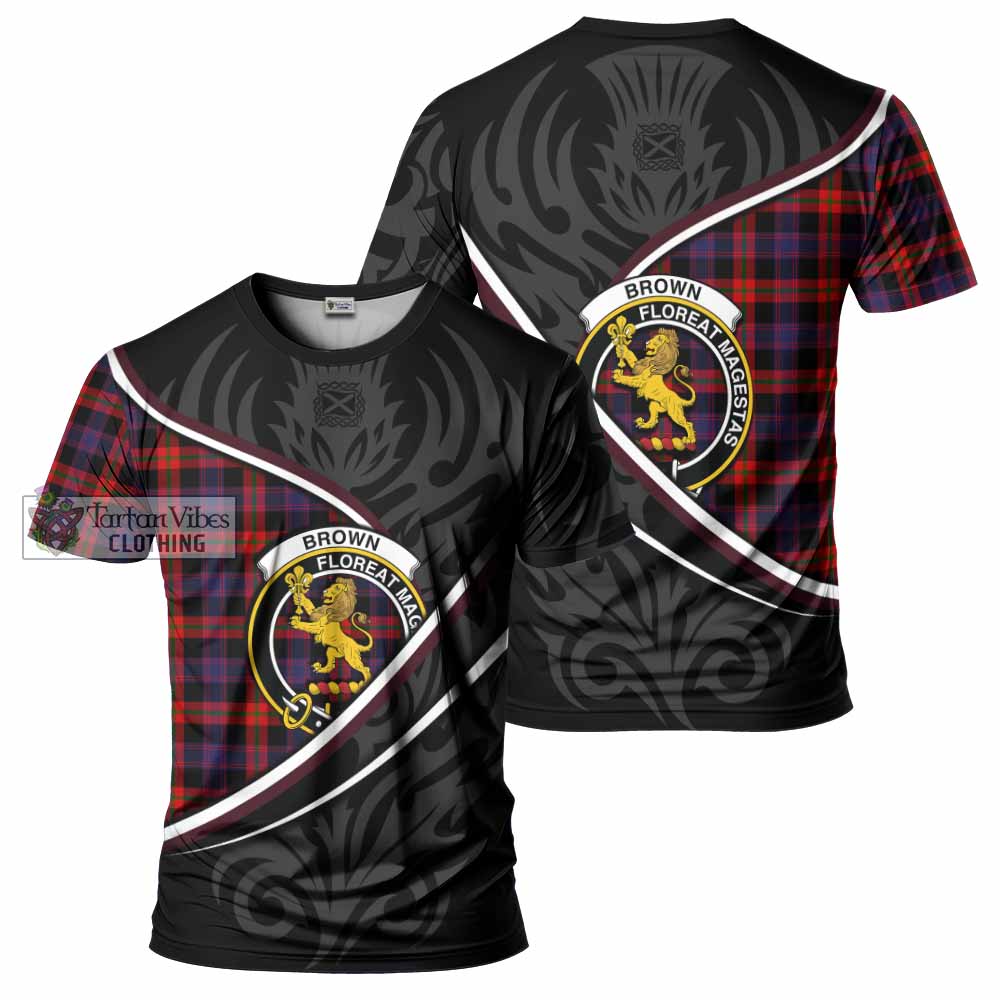 Brown (Broun) Tartan Family Crest T-shirt Celtic Scottish Thistle Floral - Tartan Vibes Clothing