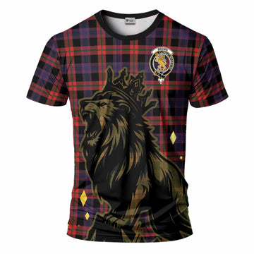 Brown (Broun) Tartan Family Crest T-Shirt Crowned Lion Roaring