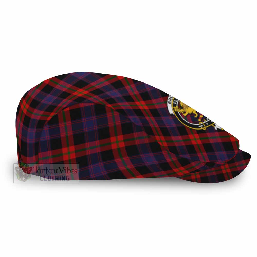 Brown (Broun) Tartan Flat Cap, Jeff Cap Cross Style with Family Crest - Tartan Vibes Clothing