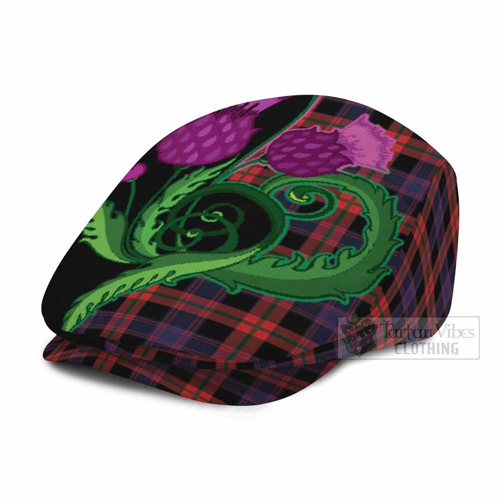 Brown (Broun) Tartan Flat Cap, Jeff Cap Traditional Scottish Thistle