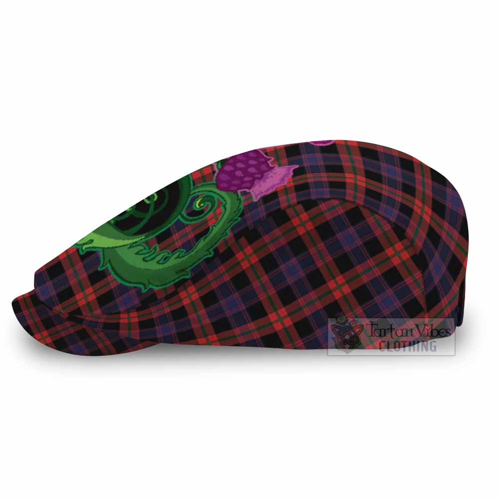 Brown (Broun) Tartan Flat Cap, Jeff Cap Traditional Scottish Thistle
