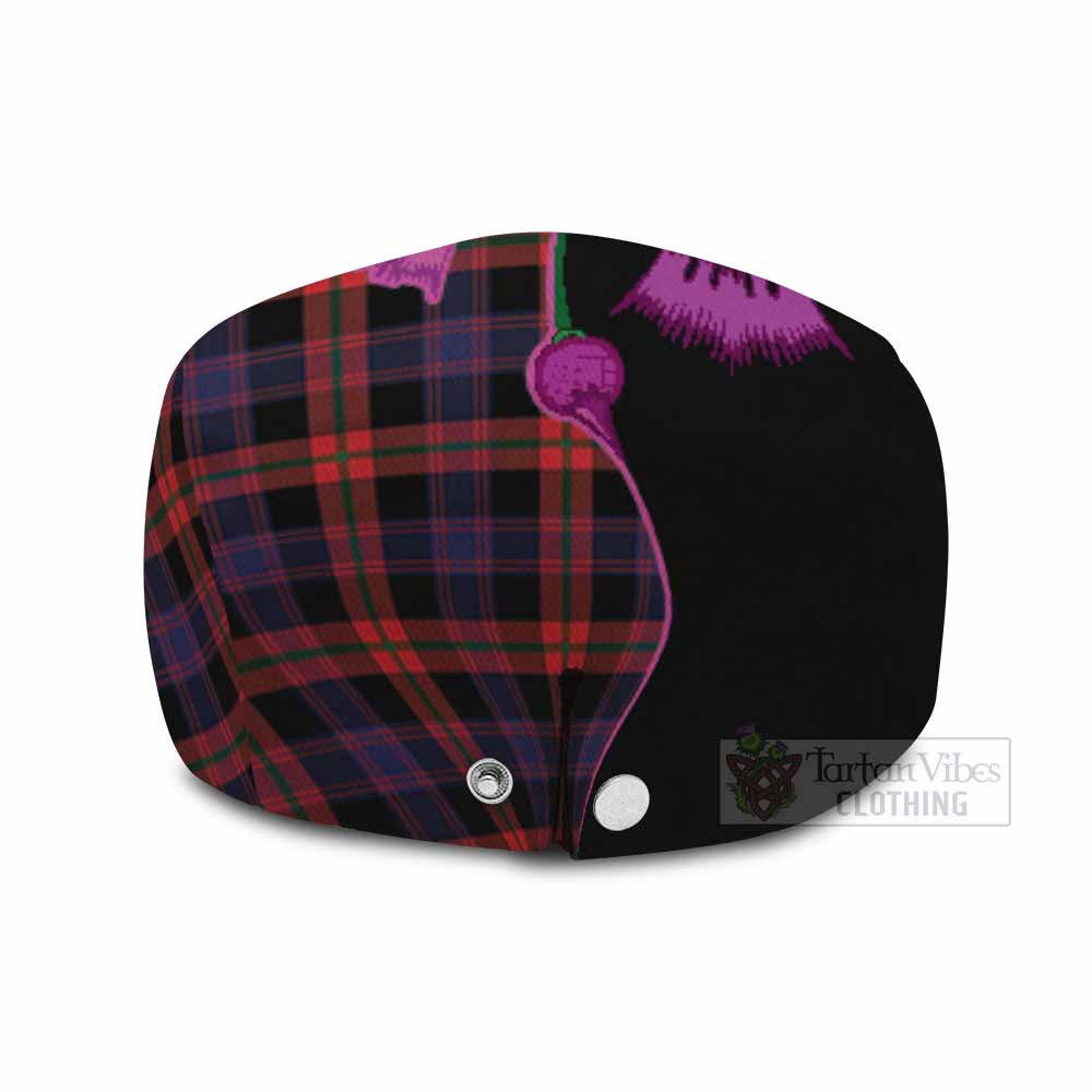 Brown (Broun) Tartan Flat Cap, Jeff Cap Traditional Scottish Thistle