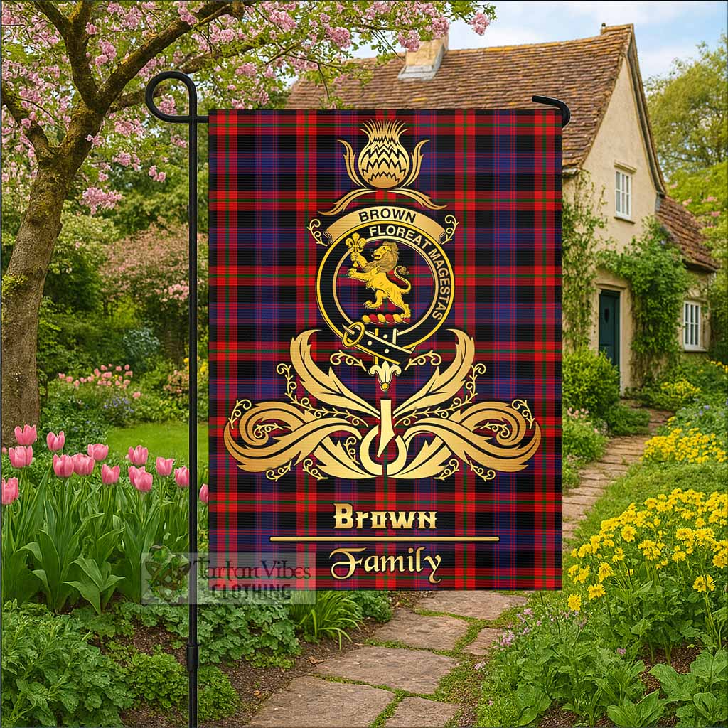 Brown (Broun) Tartan Garden Flag with Highland Thistle Cherish Family Crest Style - Tartan Vibes Clothing