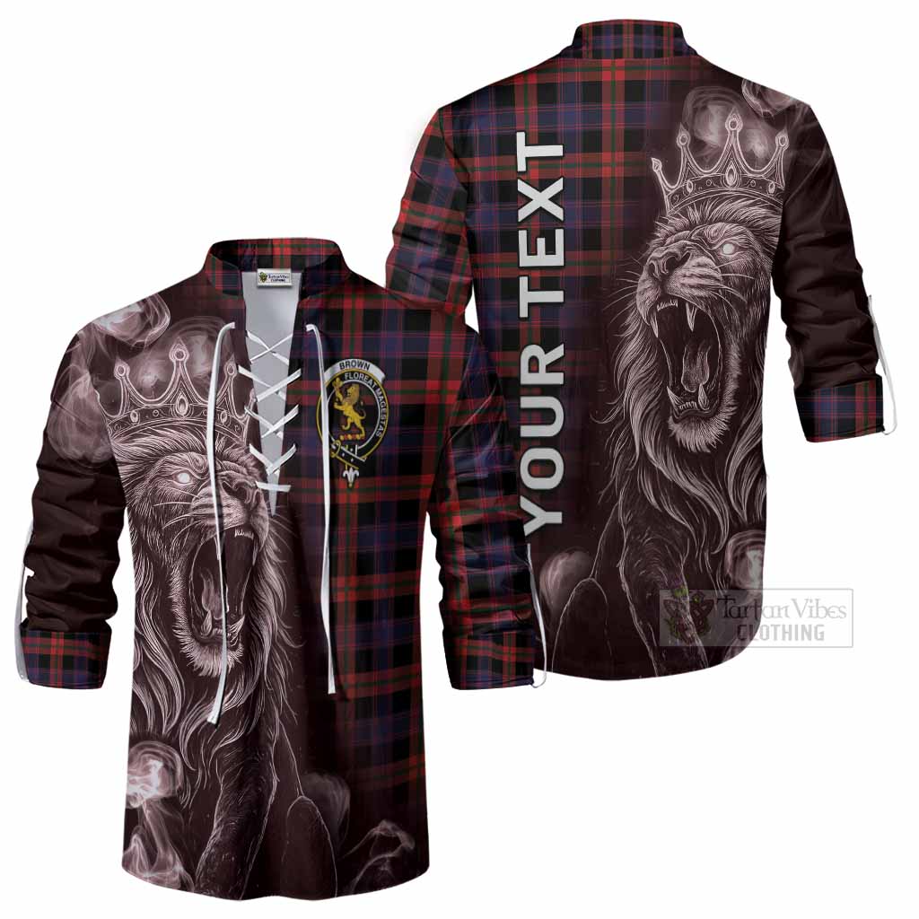 Brown (Broun) Tartan Ghillie Shirt Roaring Lion Heritage