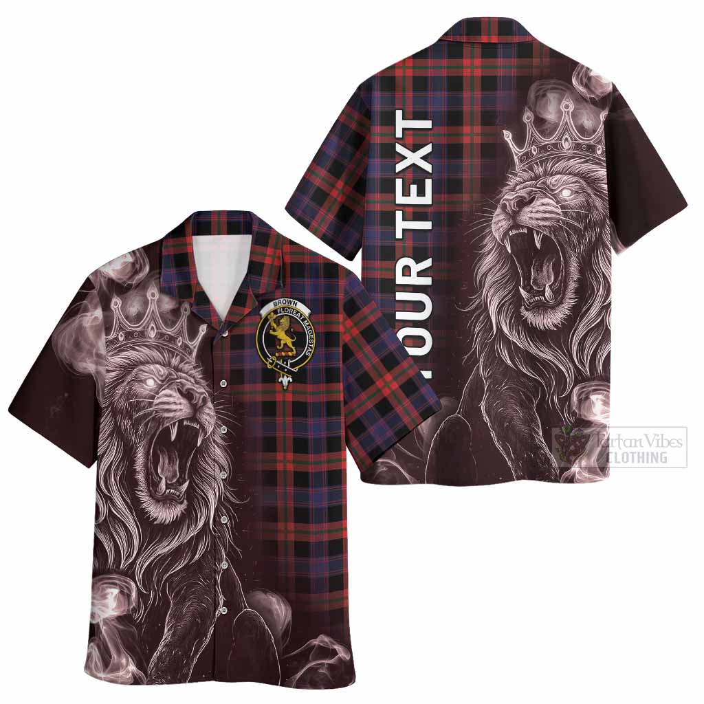 Brown (Broun) Tartan Hawaiian Shirt Roaring Lion Heritage
