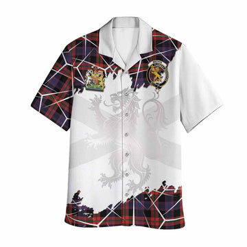 Brown (Broun) Tartan Hawaiian Shirt with Family Crest and Lion Rampant Grunge Style