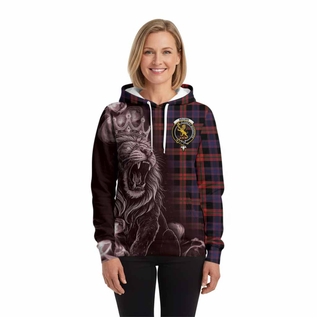 Brown (Broun) Tartan Hoodie Roaring Lion Heritage