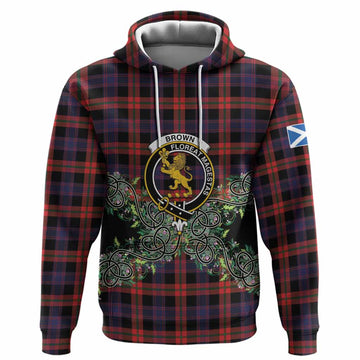 Brown (Broun) Tartan Hoodie Thistle Scottish Spirit