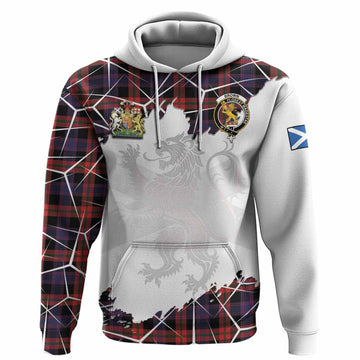 Brown (Broun) Tartan Hoodie with Family Crest and Lion Rampant Grunge Style