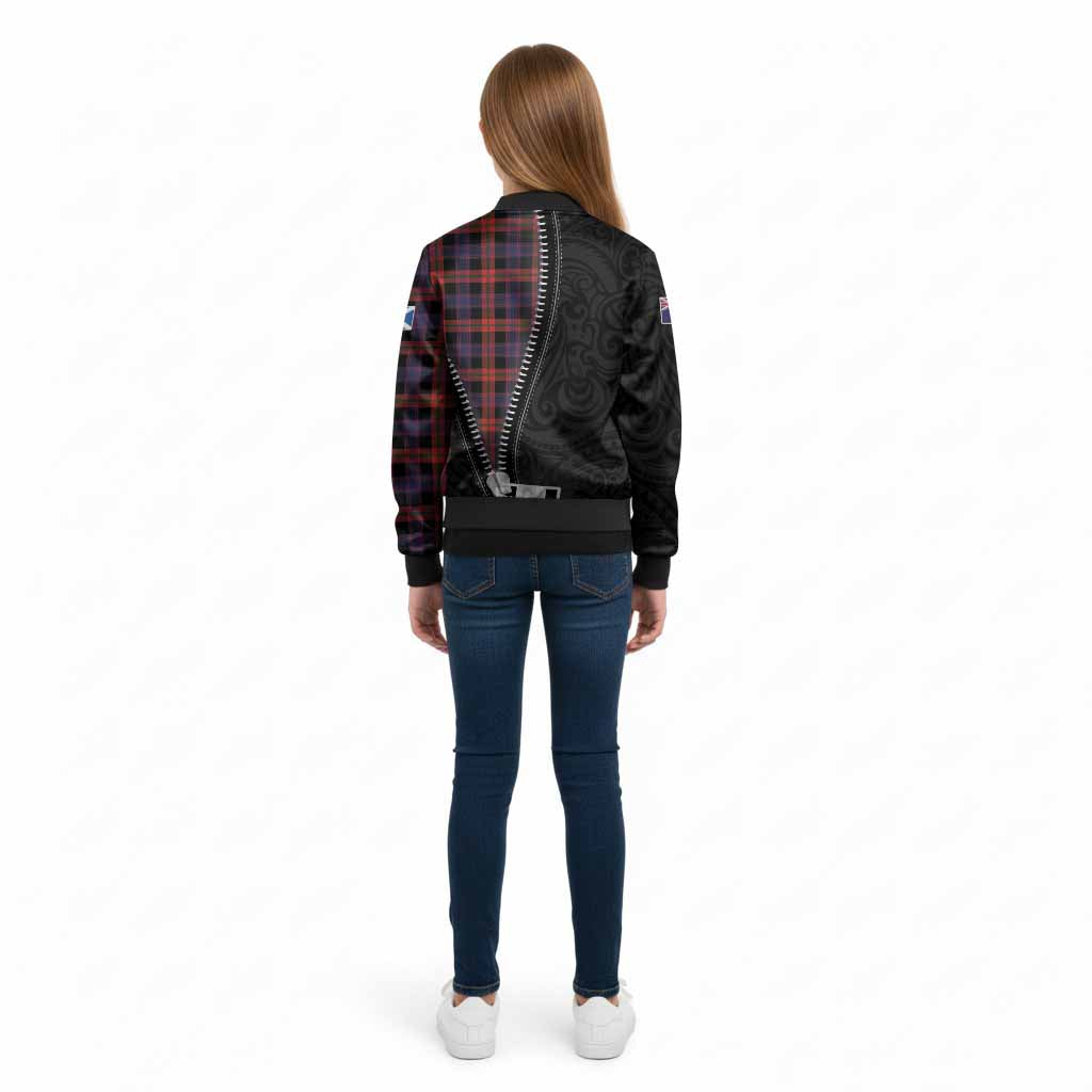 Brown (Broun) Tartan Kid Bomber Jacket New Zealand Pattern Unique Zipper Stylized