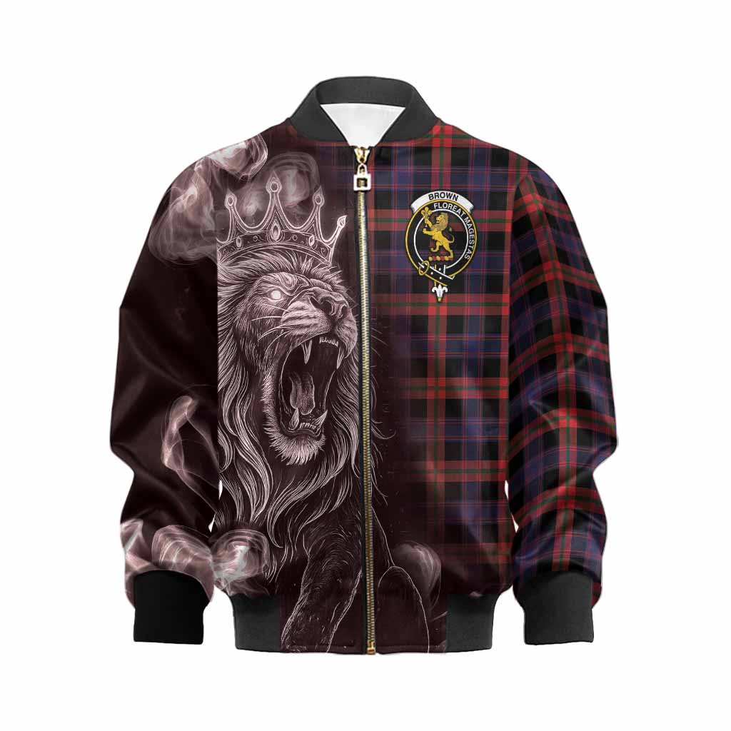 Brown (Broun) Tartan Kid Bomber Jacket Roaring Lion Heritage
