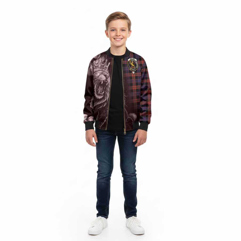 Brown (Broun) Tartan Kid Bomber Jacket Roaring Lion Heritage